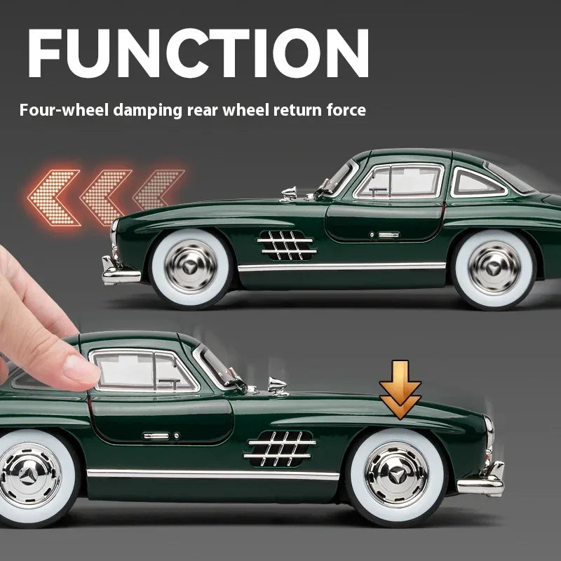 Premium Diecast Car Model 1To24 Mercedes 300SL Alloy Sound Light Collectors - ToylandEU