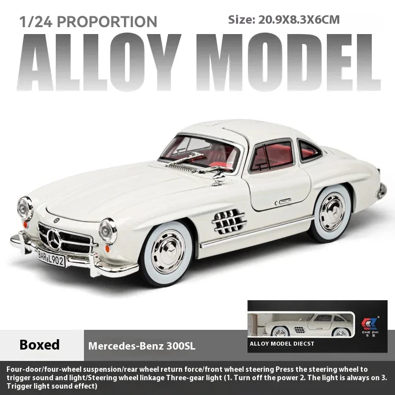 Premium Diecast Car Model 1To24 Mercedes 300SL Alloy Sound Light Collectors - ToylandEU