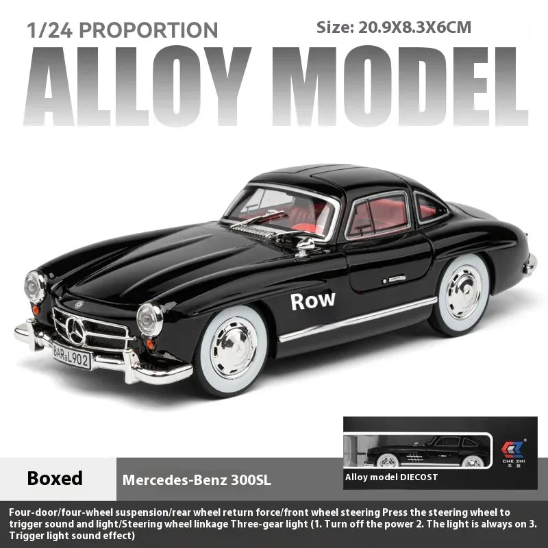 Premium Diecast Car Model 1To24 Mercedes 300SL Alloy Sound Light Collectors - ToylandEU