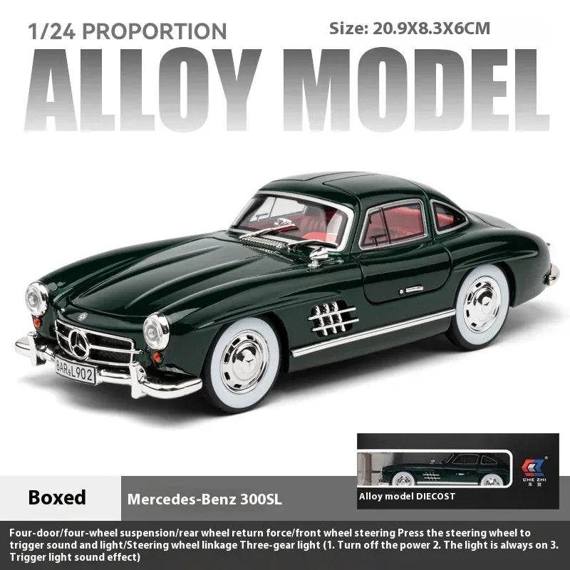 Premium Diecast Car Model 1To24 Mercedes 300SL Alloy Sound Light Collectors - ToylandEU