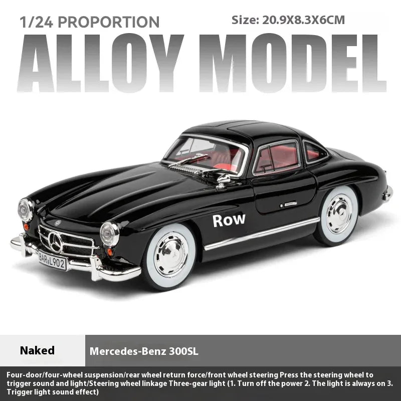 Premium Diecast Car Model 1To24 Mercedes 300SL Alloy Sound Light Collectors - ToylandEU