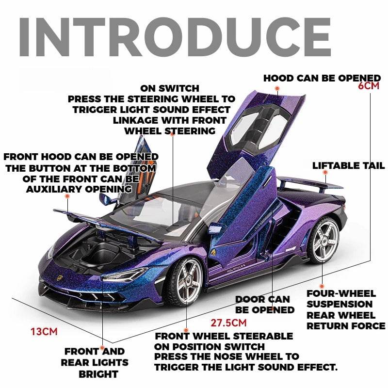 Premium Diecast Car Model One Eighteen Centenario LP770 4 With Sound And Lights For Collectors - ToylandEU
