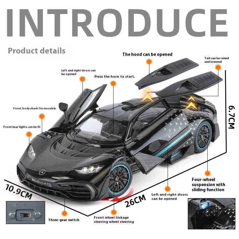 Premium Diecast Car Model With Sound And Light One Eighteen Scale Mercedes Benz AMG One For Collectors - ToylandEU