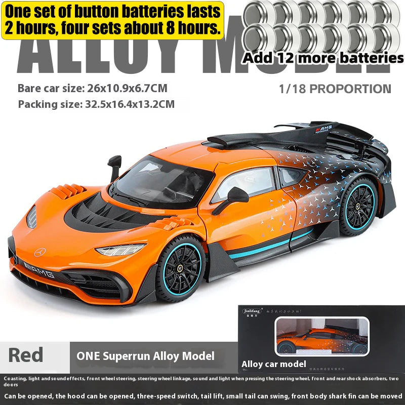 Premium Diecast Car Model With Sound And Light One Eighteen Scale Mercedes Benz AMG One For Collectors - ToylandEU