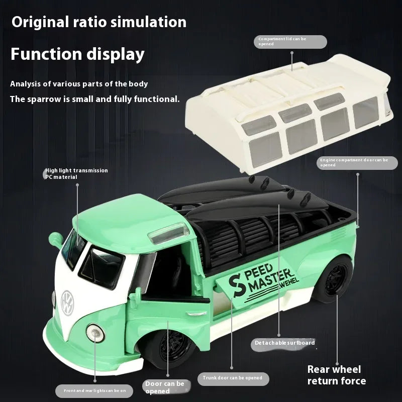 Premium Diecast Car Volkswagen Bus T1 Alloy 1 32 Scale For Collectors - ToylandEU