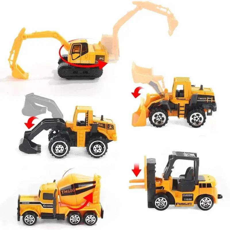 Premium Diecast Construction Toys 10 In 1 Vehicle Transporter Set With Excavator Dump Truck Digger Backhoe For Kids - ToylandEU