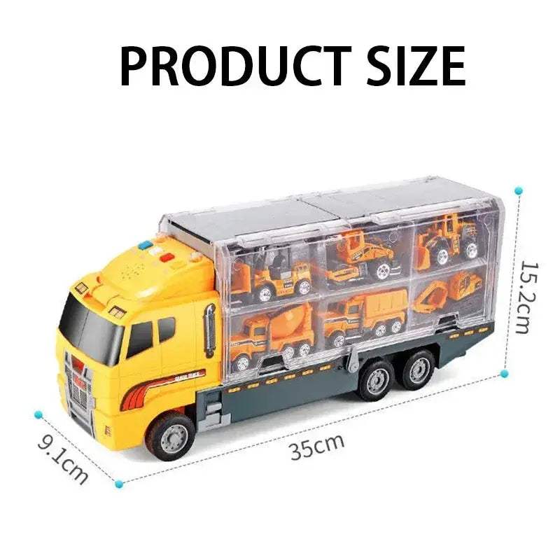 Premium Diecast Construction Toys 10 In 1 Vehicle Transporter Set With Excavator Dump Truck Digger Backhoe For Kids - ToylandEU