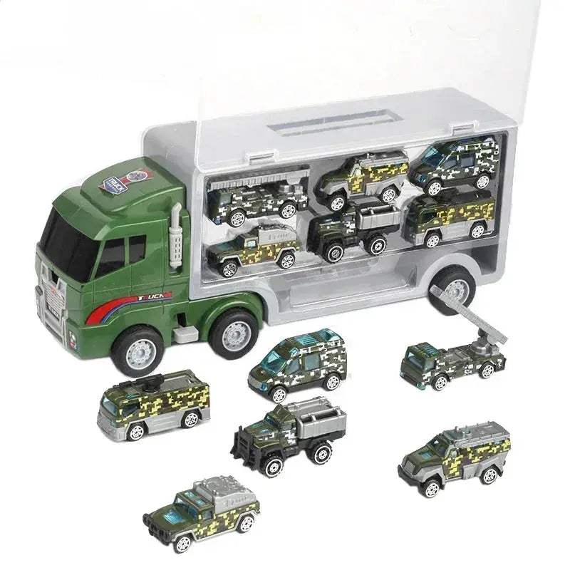 Premium Diecast Construction Toys 10 In 1 Vehicle Transporter Set With Excavator Dump Truck Digger Backhoe For Kids - ToylandEU