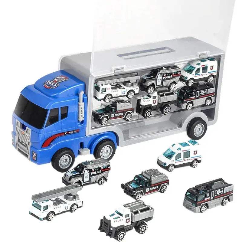 Premium Diecast Construction Toys 10 In 1 Vehicle Transporter Set With Excavator Dump Truck Digger Backhoe For Kids - ToylandEU