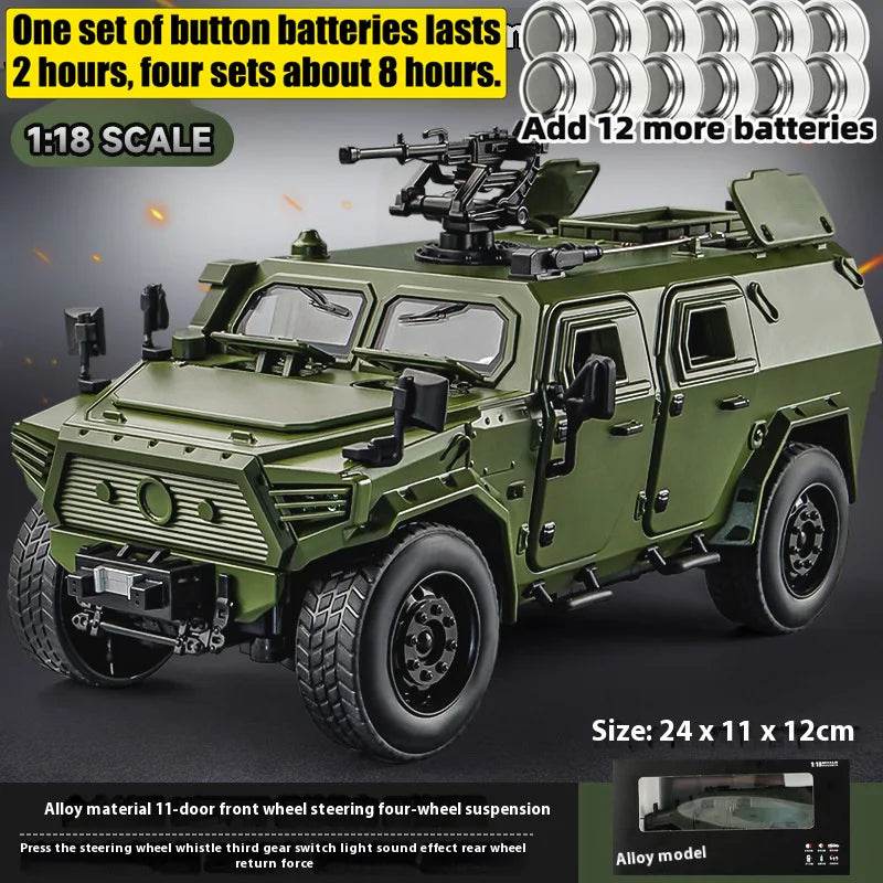 Premium Diecast Model Alloy Off Road Dongfeng M Terra Armored Swat Vehicle Sound Lights Gift For Boys - ToylandEU
