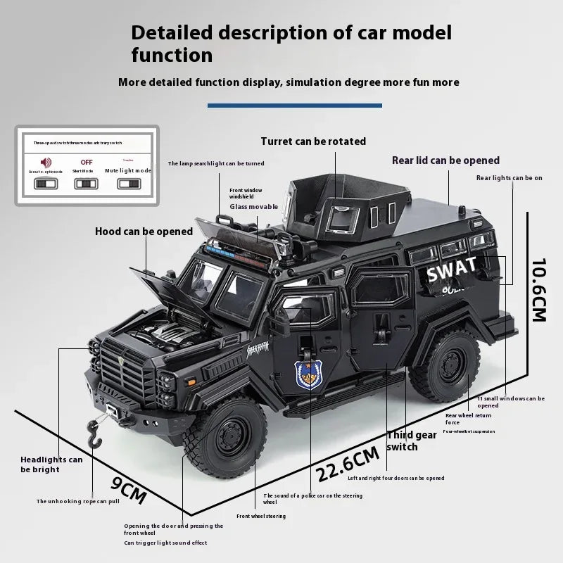 Premium Diecast Model Car 1 24 Sabertooth Off Road Armor Vehicle For Kids - ToylandEU