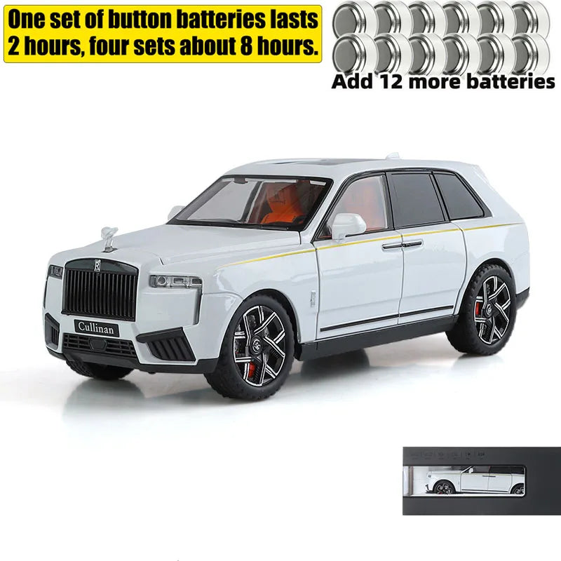 Premium Diecast Model Car 1 24 Scale Rolls Royce Cullinan Alloy Pull Back With Sound And Lights For Collectors - ToylandEU