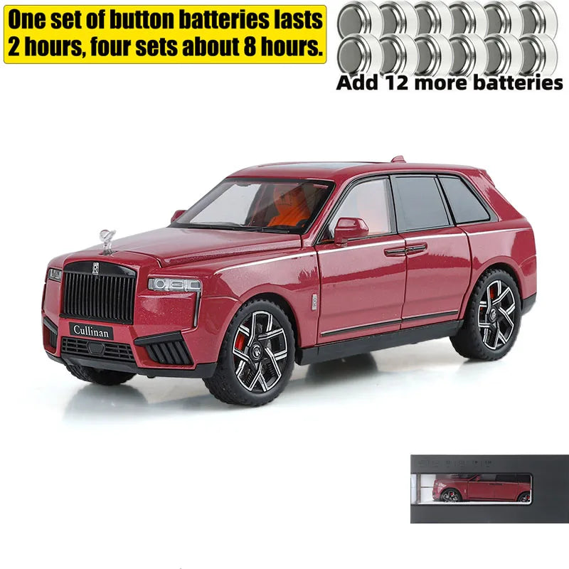 Premium Diecast Model Car 1 24 Scale Rolls Royce Cullinan Alloy Pull Back With Sound And Lights For Collectors - ToylandEU