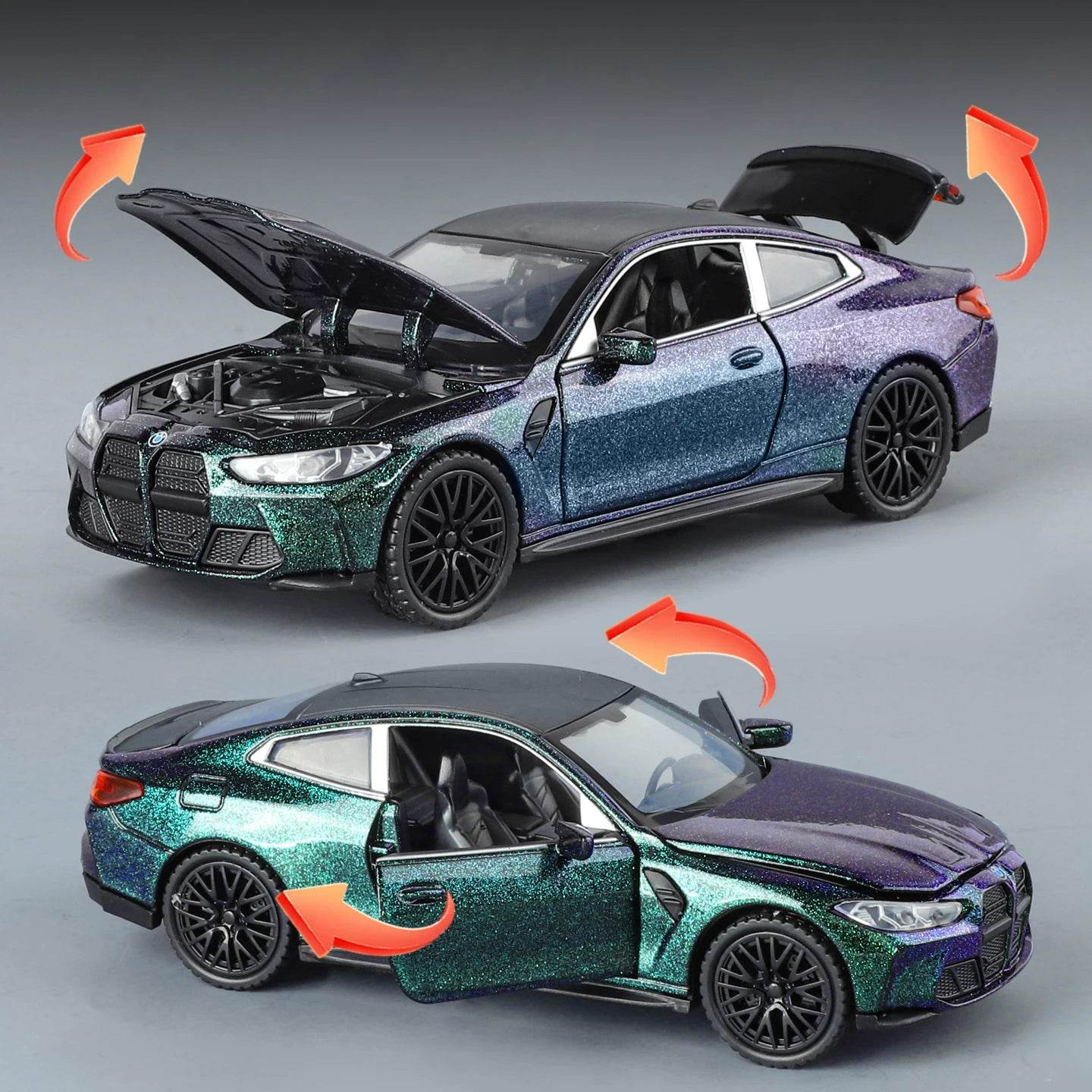 Premium Diecast Model Car 1 32 Scale BMW M4 Coupe With Sound And Light Pull Back For Collectors - ToylandEU