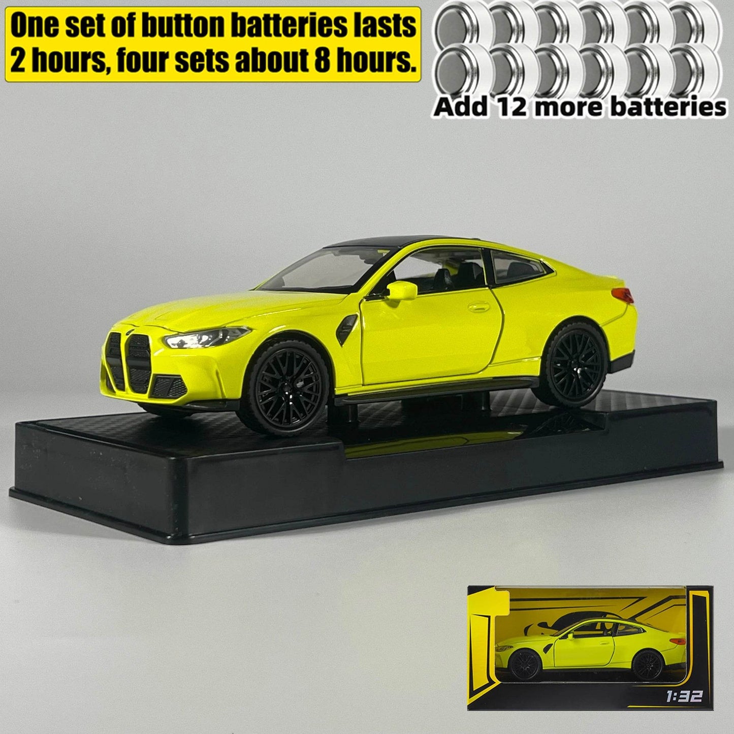 Premium Diecast Model Car 1 32 Scale BMW M4 Coupe With Sound And Light Pull Back For Collectors - ToylandEU