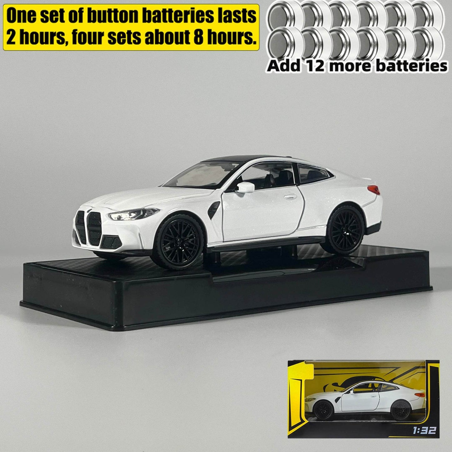 Premium Diecast Model Car 1 32 Scale BMW M4 Coupe With Sound And Light Pull Back For Collectors - ToylandEU
