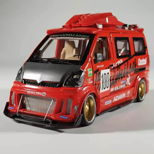Premium Diecast Model Car 1 To 24 Scale Wuling Hongguang Van Alloy Metal Craft With Repair Shop Miniature For Boys - ToylandEU