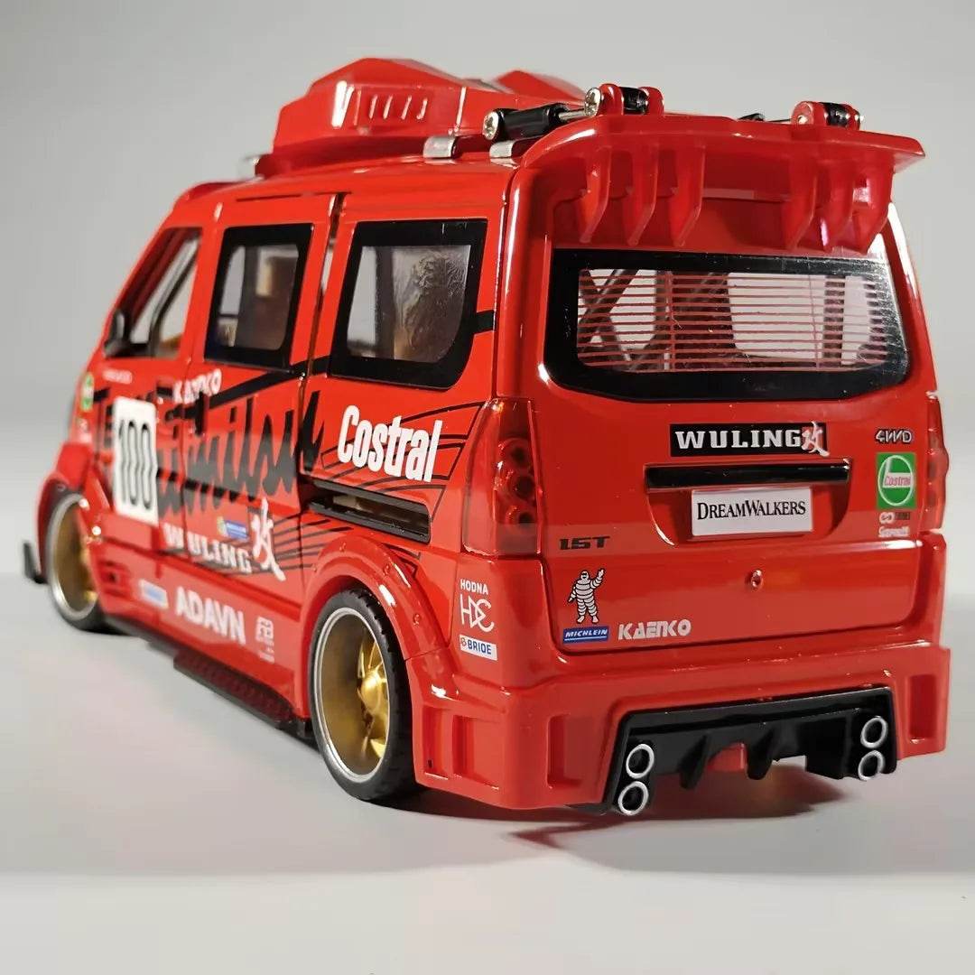 Premium Diecast Model Car 1 To 24 Scale Wuling Hongguang Van Alloy Metal Craft With Repair Shop Miniature For Boys - ToylandEU