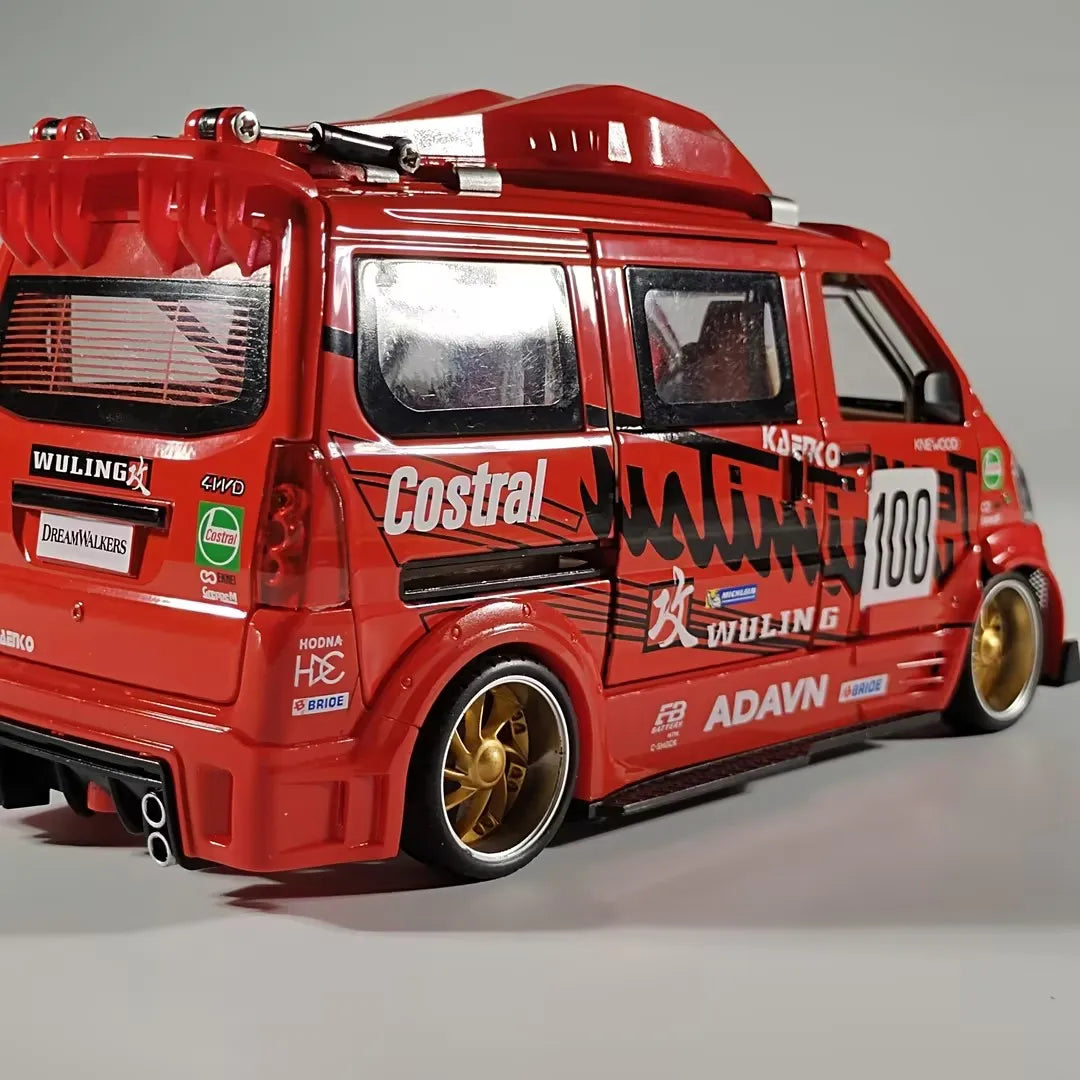 Premium Diecast Model Car 1 To 24 Scale Wuling Hongguang Van Alloy Metal Craft With Repair Shop Miniature For Boys - ToylandEU