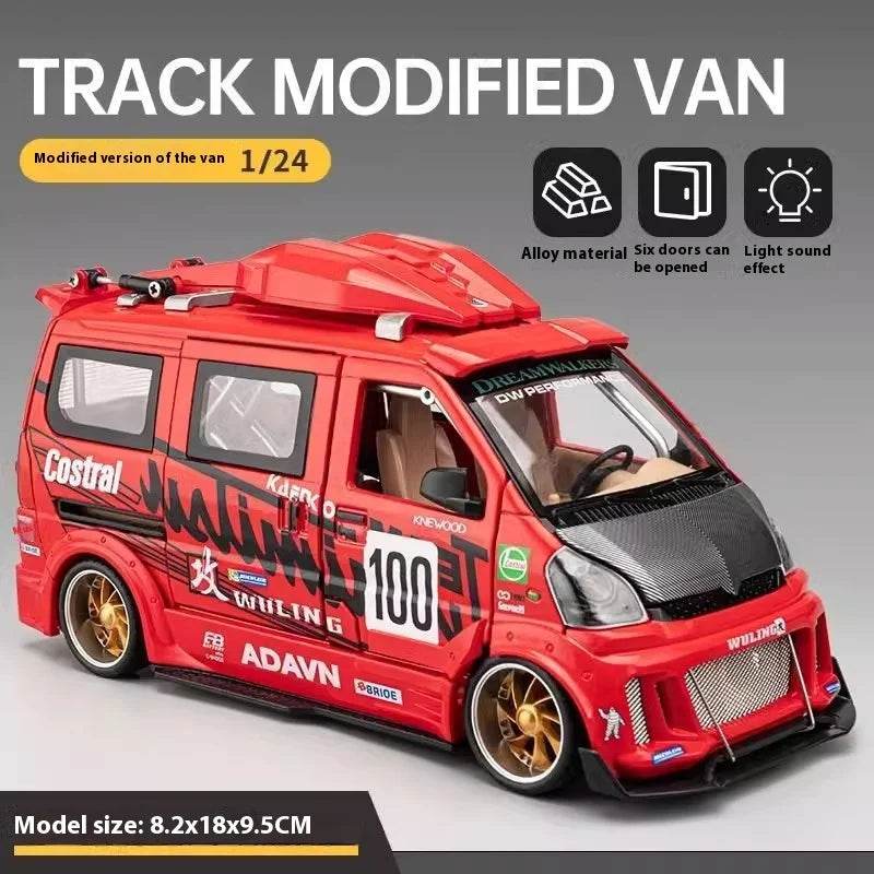 Premium Diecast Model Car 1 To 24 Scale Wuling Hongguang Van Alloy Metal Craft With Repair Shop Miniature For Boys - ToylandEU