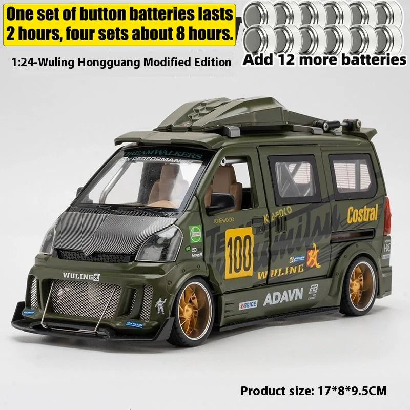 Premium Diecast Model Car 1 To 24 Scale Wuling Hongguang Van Alloy Metal Craft With Repair Shop Miniature For Boys - ToylandEU