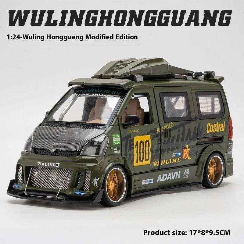 Premium Diecast Model Car 1 To 24 Scale Wuling Hongguang Van Alloy Metal Craft With Repair Shop Miniature For Boys - ToylandEU