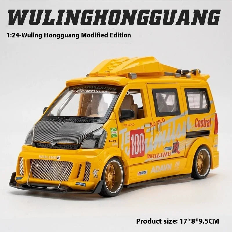 Premium Diecast Model Car 1 To 24 Scale Wuling Hongguang Van Alloy Metal Craft With Repair Shop Miniature For Boys - ToylandEU