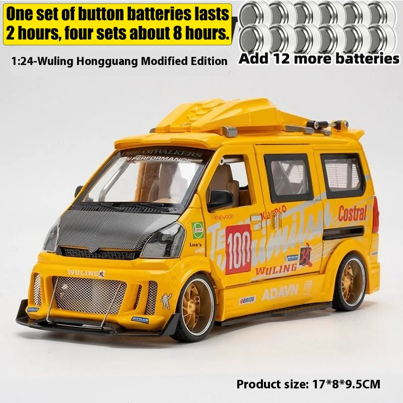 Premium Diecast Model Car 1 To 24 Scale Wuling Hongguang Van Alloy Metal Craft With Repair Shop Miniature For Boys - ToylandEU