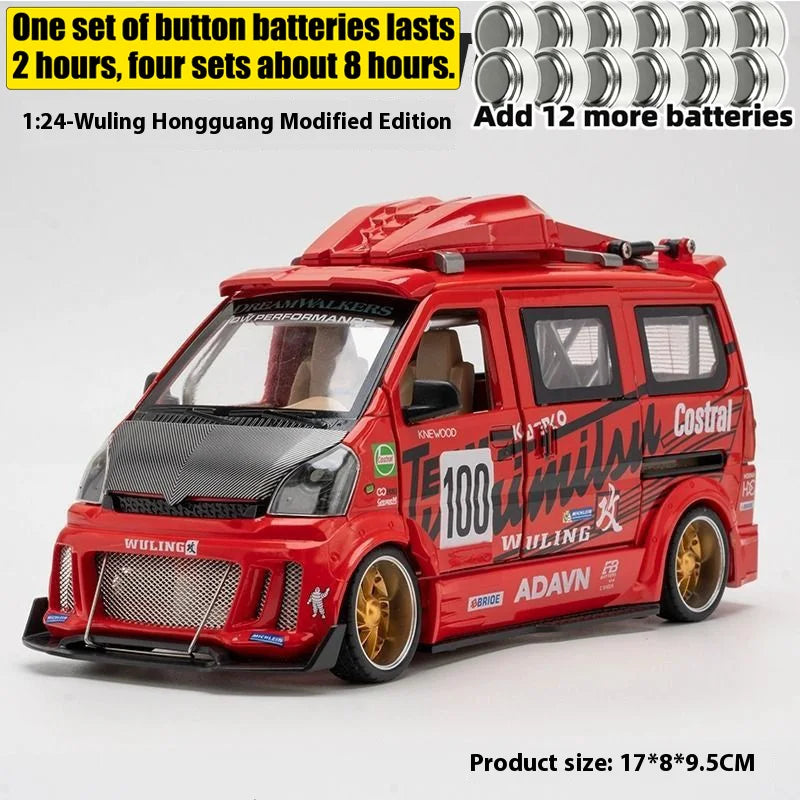 Premium Diecast Model Car 1 To 24 Scale Wuling Hongguang Van Alloy Metal Craft With Repair Shop Miniature For Boys - ToylandEU