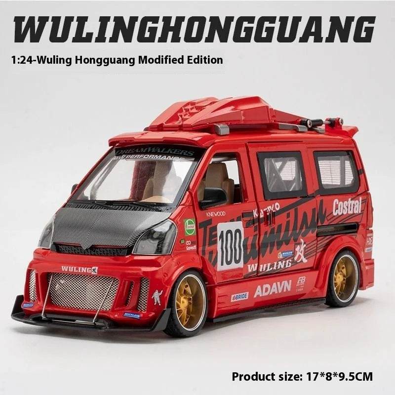 Premium Diecast Model Car 1 To 24 Scale Wuling Hongguang Van Alloy Metal Craft With Repair Shop Miniature For Boys - ToylandEU