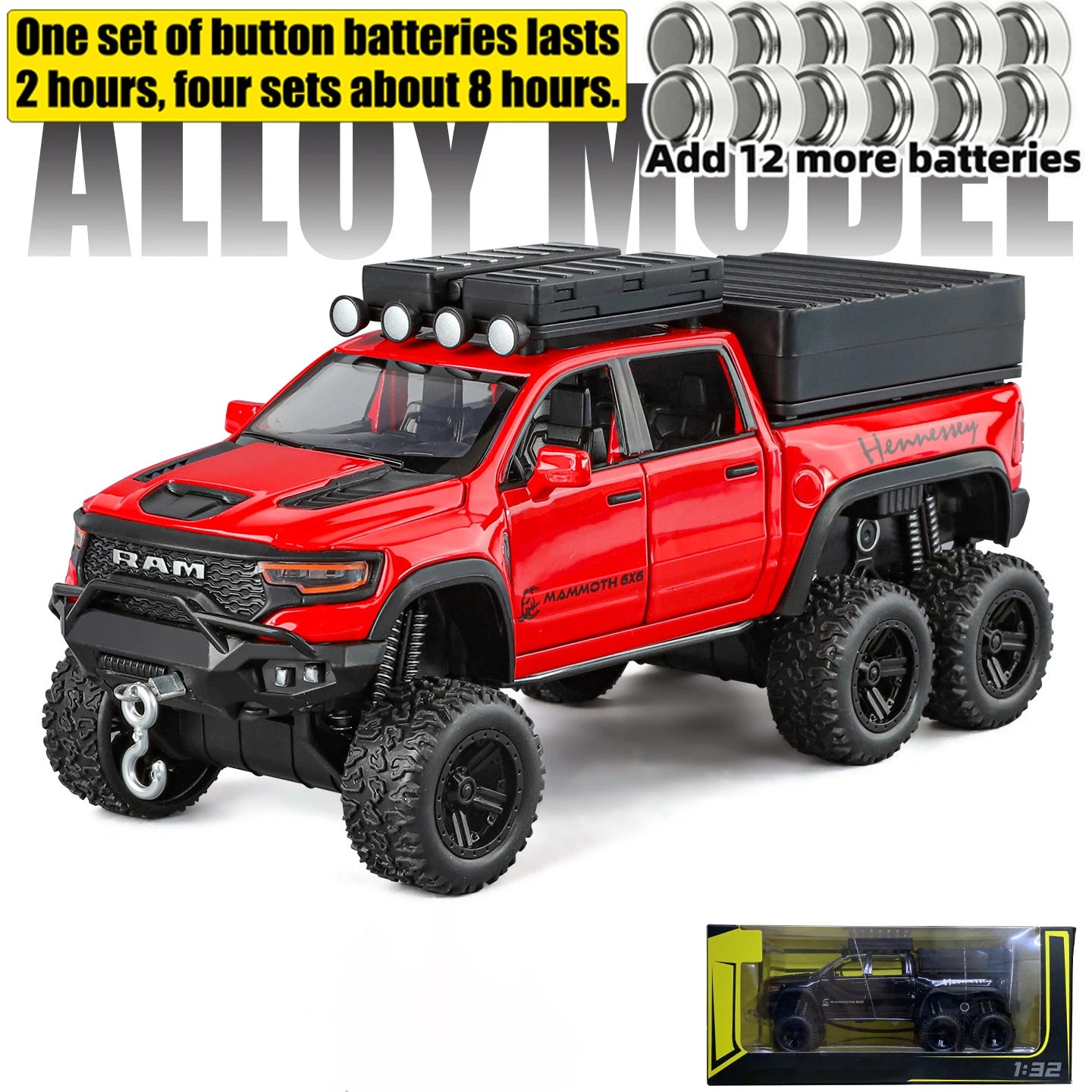 Premium Diecast Model Car Alloy Construction Dodge Tyrannosaurus RAM TRX Off Road SUV Scale 1 To 32 For Collectors Gift - ToylandEU
