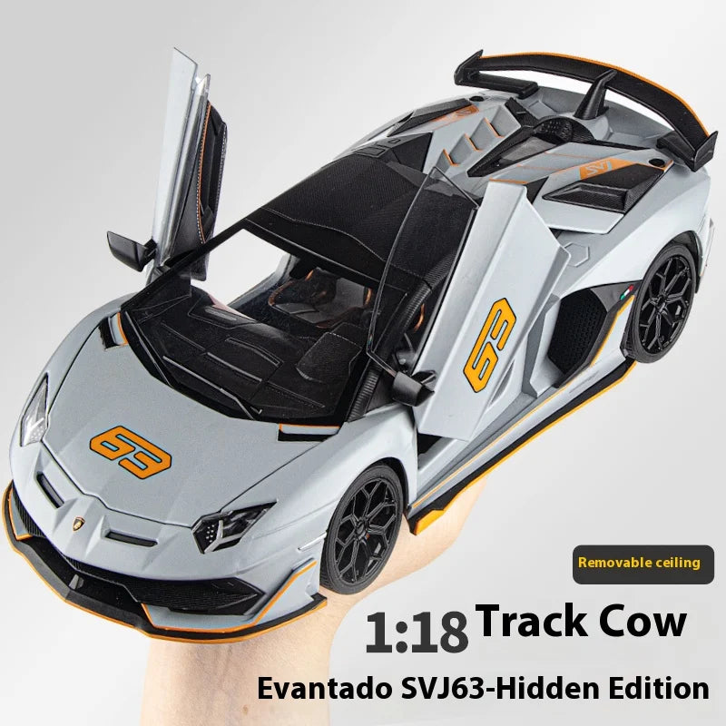 Premium Diecast Model Car Lamborghini Aventador SVJ Hidden Edition Race King Sound And Light 1:18 Gift For Collectors - ToylandEU