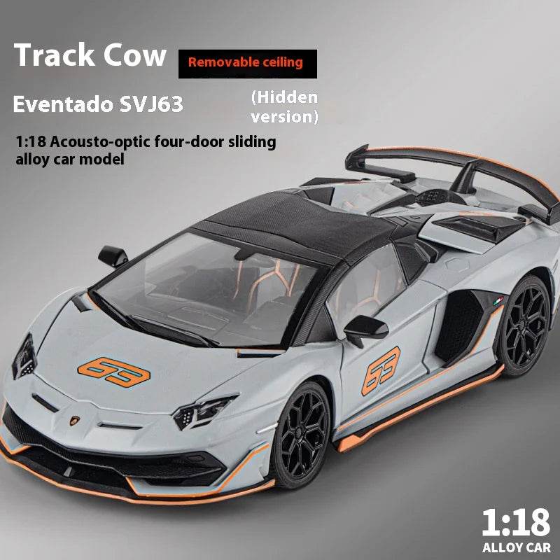 Premium Diecast Model Car Lamborghini Aventador SVJ Hidden Edition Race King Sound And Light 1:18 Gift For Collectors - ToylandEU