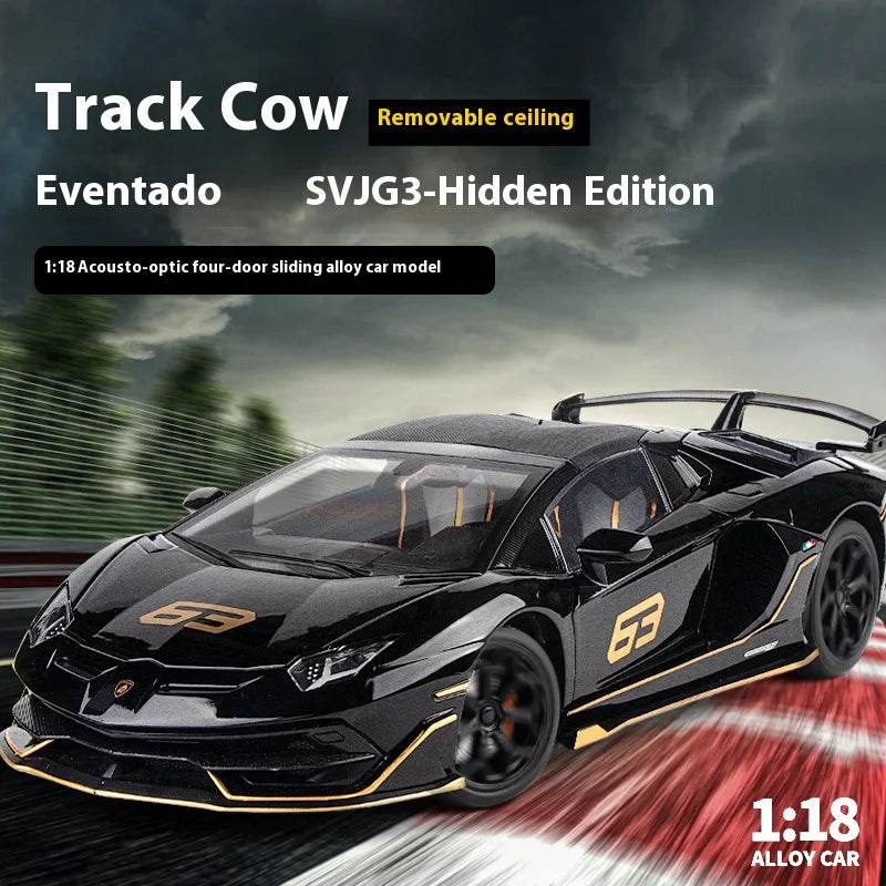 Premium Diecast Model Car Lamborghini Aventador SVJ Hidden Edition Race King Sound And Light 1:18 Gift For Collectors - ToylandEU