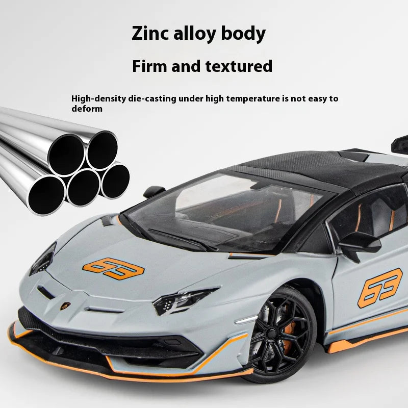 Premium Diecast Model Car Lamborghini Aventador SVJ Hidden Edition Race King Sound And Light 1:18 Gift For Collectors - ToylandEU