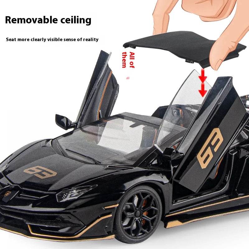 Premium Diecast Model Car Lamborghini Aventador SVJ Hidden Edition Race King Sound And Light 1:18 Gift For Collectors - ToylandEU