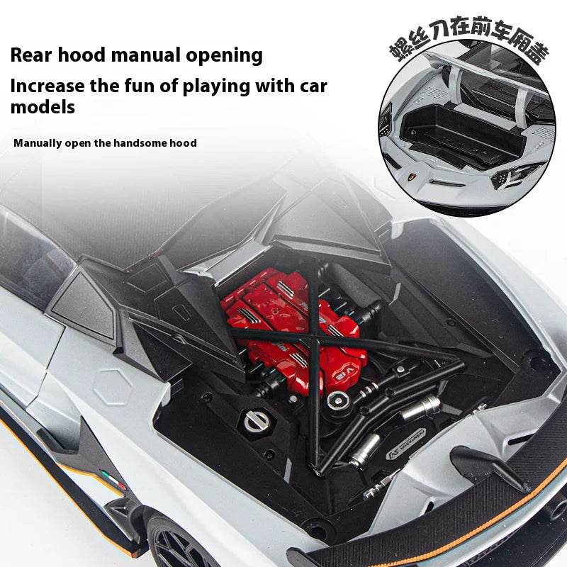 Premium Diecast Model Car Lamborghini Aventador SVJ Hidden Edition Race King Sound And Light 1:18 Gift For Collectors - ToylandEU