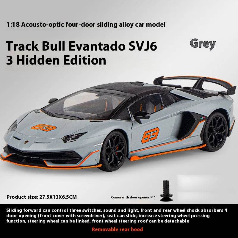 Premium Diecast Model Car Lamborghini Aventador SVJ Hidden Edition Race King Sound And Light 1:18 Gift For Collectors - ToylandEU