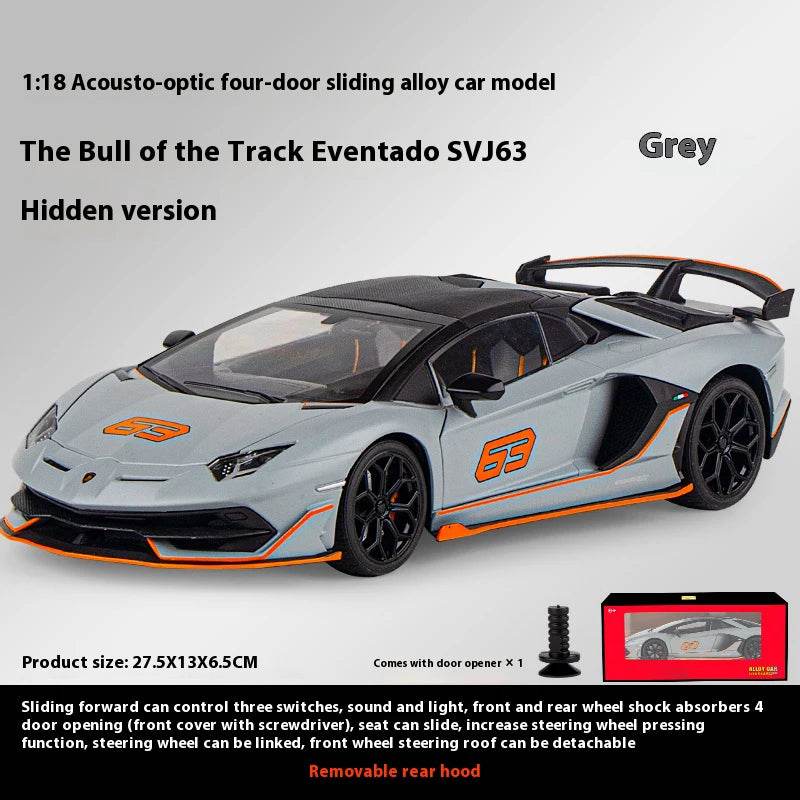 Premium Diecast Model Car Lamborghini Aventador SVJ Hidden Edition Race King Sound And Light 1:18 Gift For Collectors - ToylandEU
