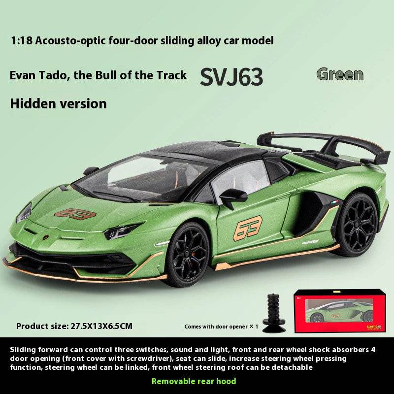 Premium Diecast Model Car Lamborghini Aventador SVJ Hidden Edition Race King Sound And Light 1:18 Gift For Collectors - ToylandEU