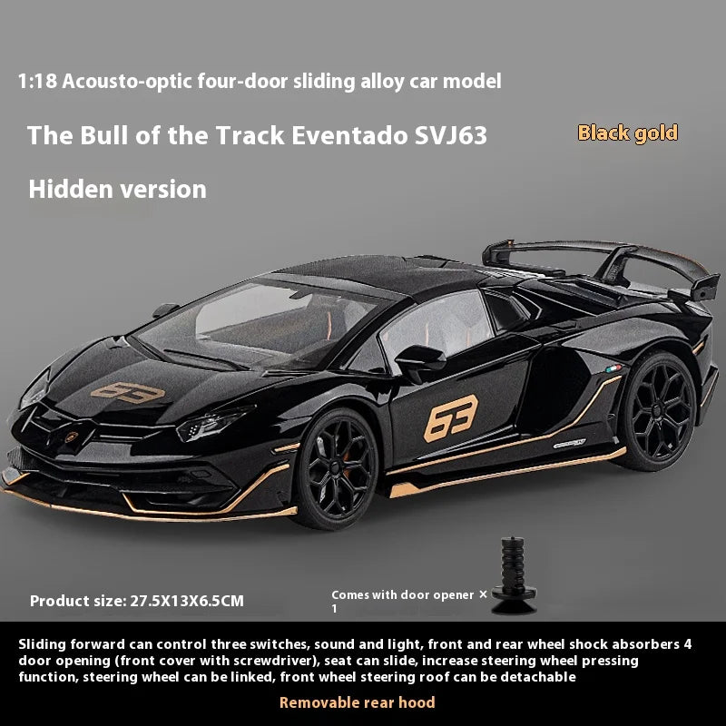 Premium Diecast Model Car Lamborghini Aventador SVJ Hidden Edition Race King Sound And Light 1:18 Gift For Collectors - ToylandEU
