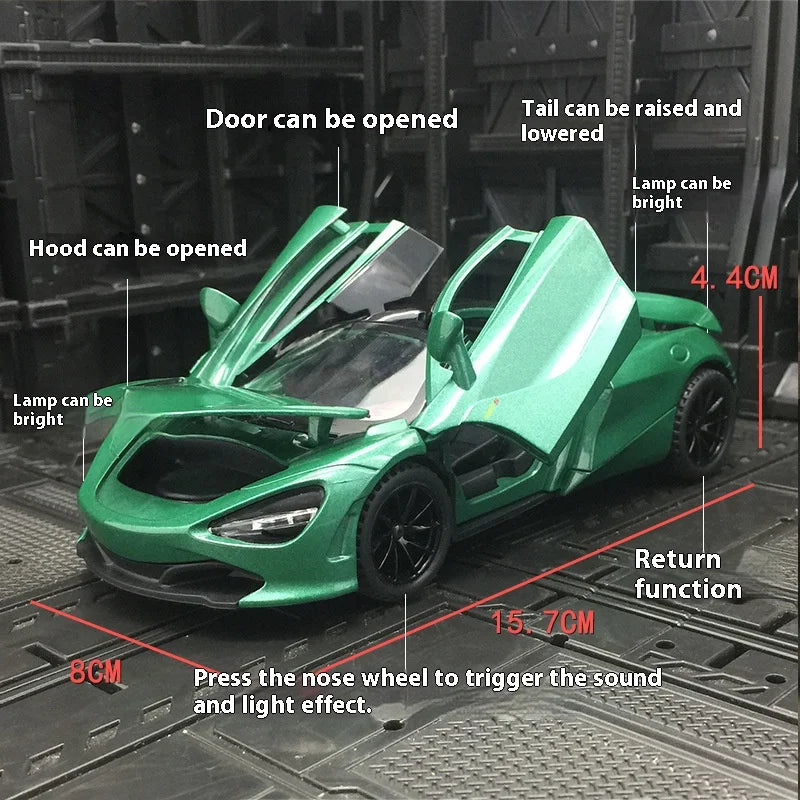 Premium Diecast Model Car McLaren 720S With Working Lights And Realistic Sound For Boyfriend Gift - ToylandEU