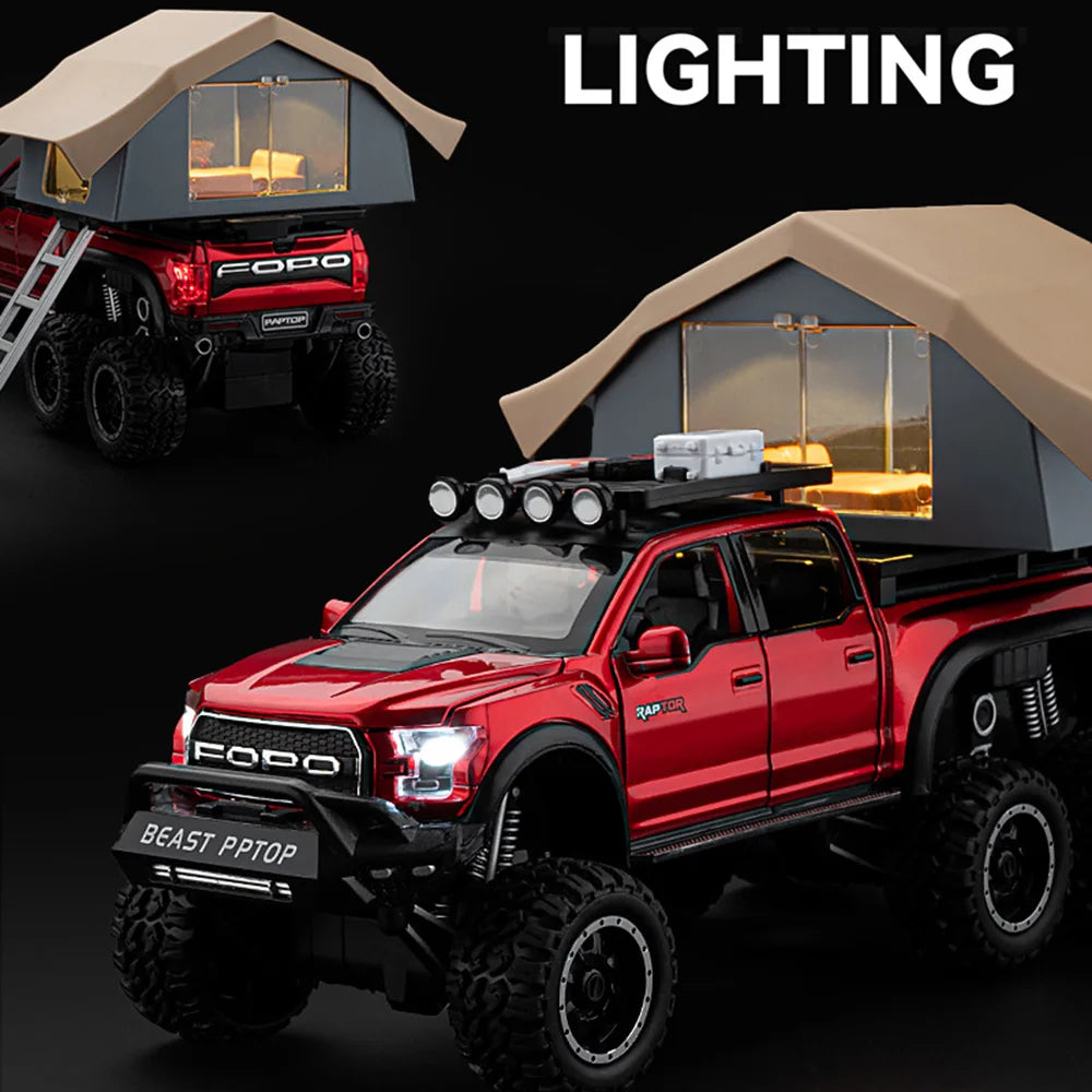 Premium Diecast Model Car Raptor F150 Alloy Body Pull Back With Light And Sound For Boys Birthday Gift - ToylandEU