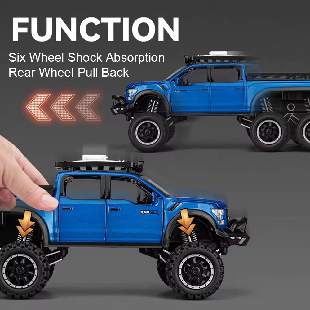 Premium Diecast Model Car Raptor F150 Alloy Body Pull Back With Light And Sound For Boys Birthday Gift - ToylandEU