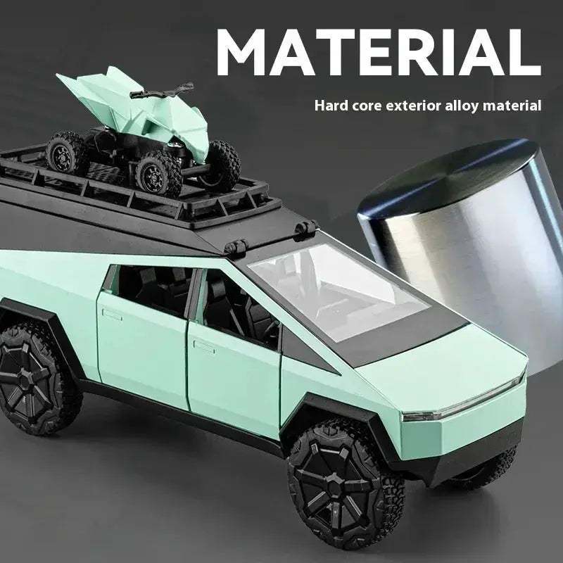 Premium Diecast Model Cybertruck Camping Pickup With Motorcycle For Collectors - ToylandEU