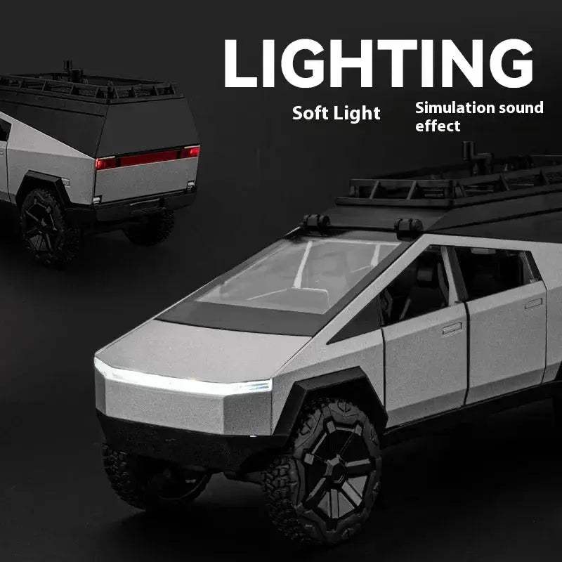 Premium Diecast Model Cybertruck Camping Pickup With Motorcycle For Collectors - ToylandEU