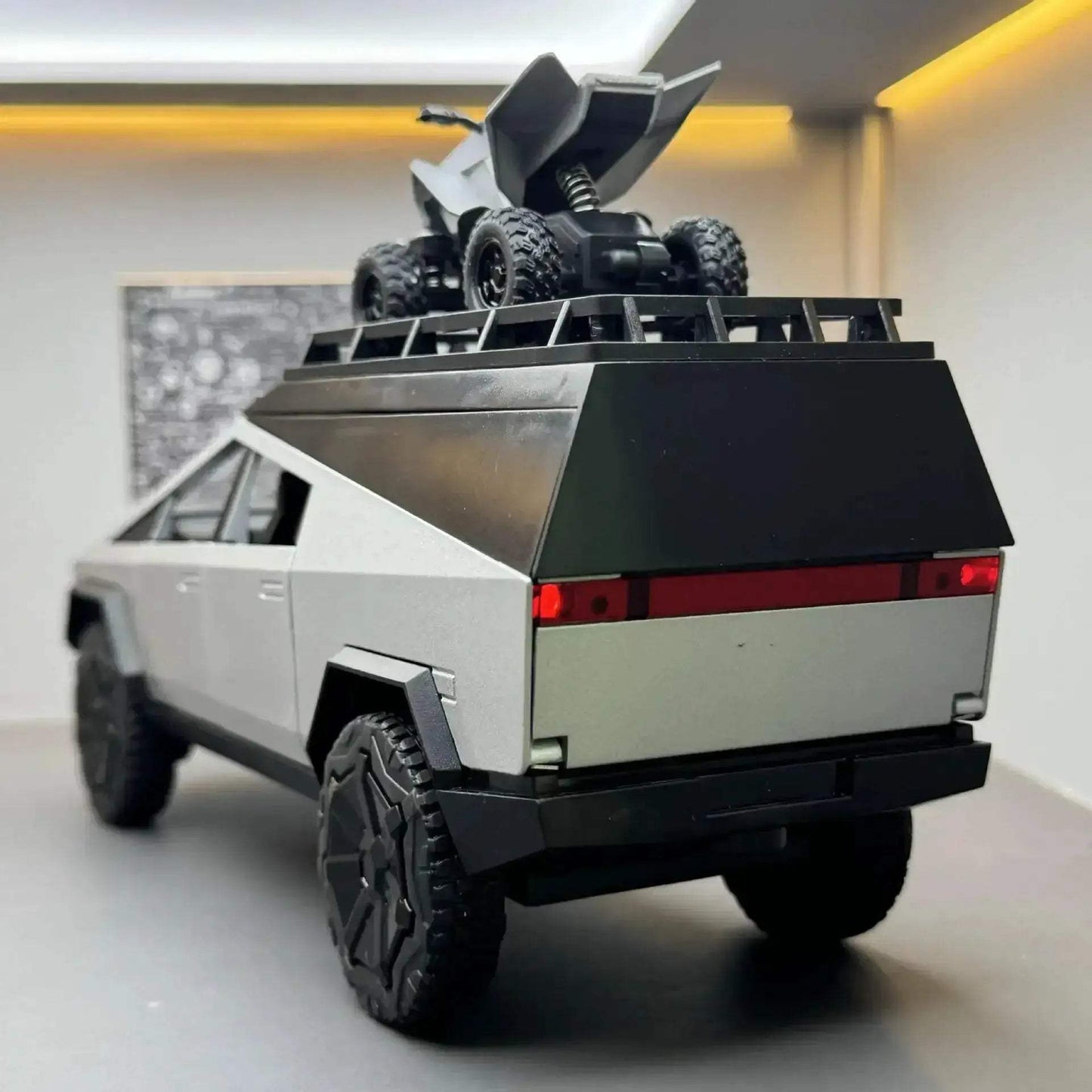 Premium Diecast Model Cybertruck Camping Pickup With Motorcycle For Collectors - ToylandEU