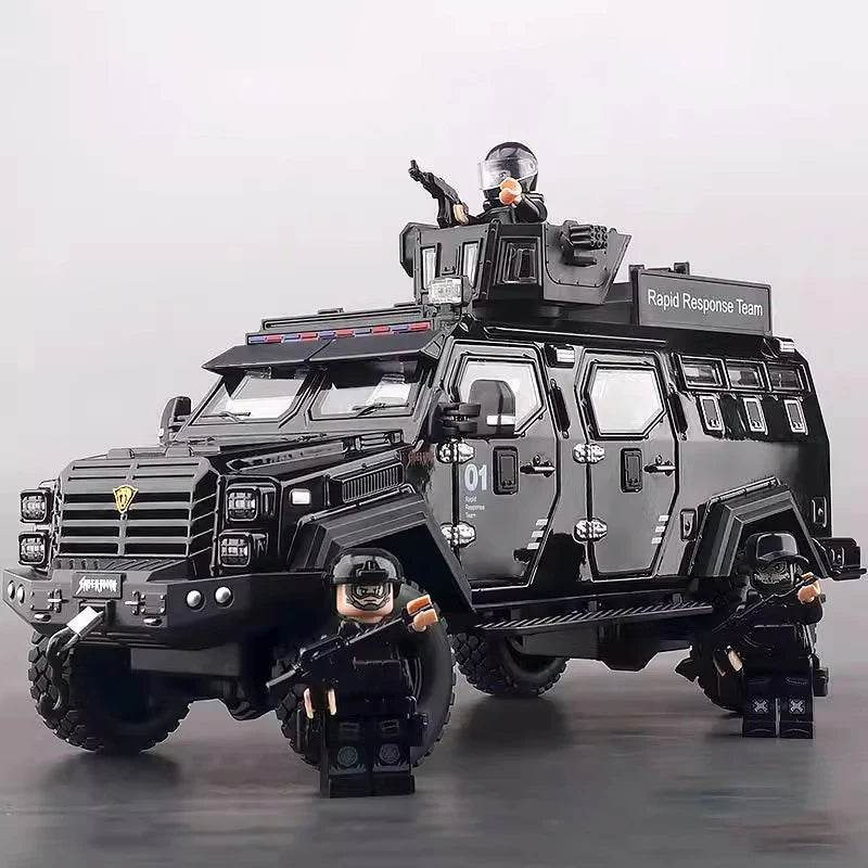 Premium Diecast Police Armored Car Model 1 To 24 Scale With Explosion Proof Alloy And Sound Lights For Collectors - ToylandEU
