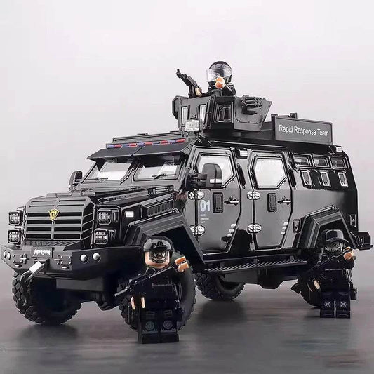 Premium Diecast Police Armored Car Model 1 To 24 Scale With Explosion Proof Alloy And Sound Lights For Collectors - ToylandEU