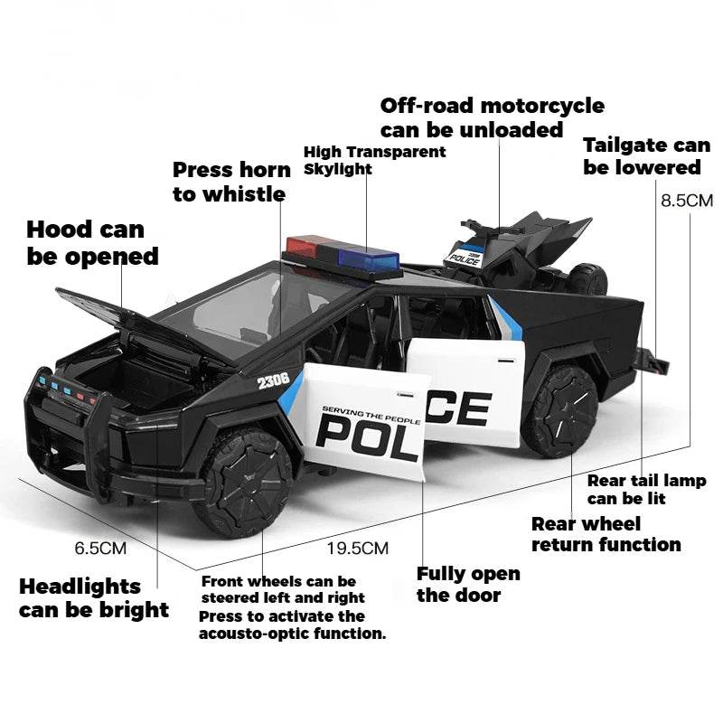 Premium Diecast Police Model Car 1 24 Scale With Sound And Light Pull Back Action For Boys - ToylandEU